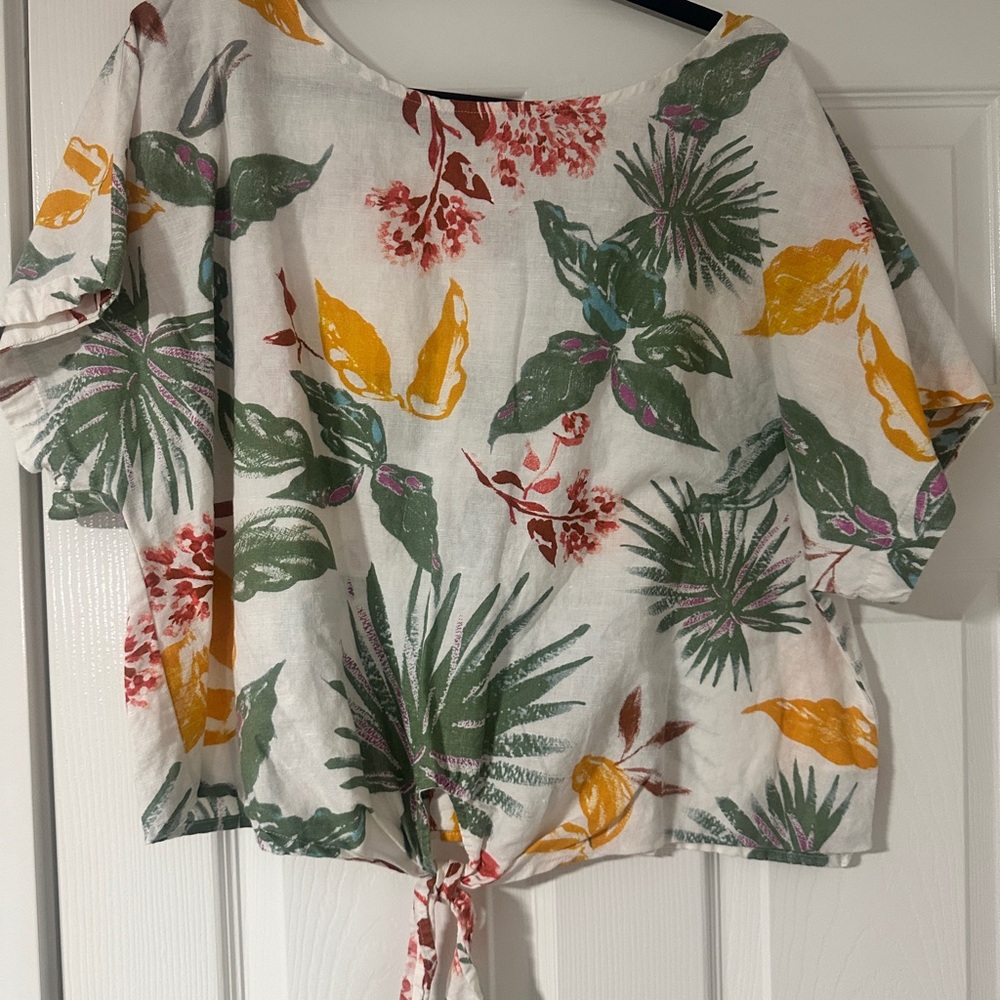 Multicolor Floral Tie-Front Blouse